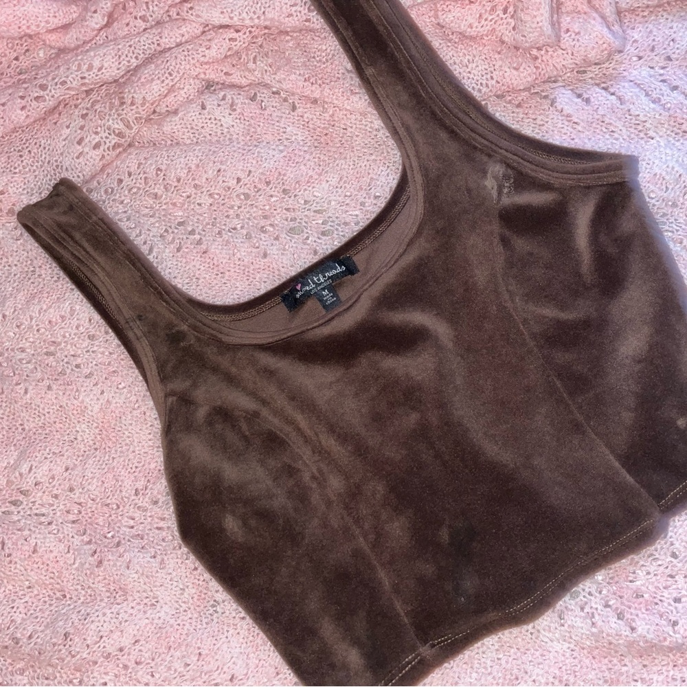 Juicy Couture Brown Sleeveless Fitted Crop Tank Top